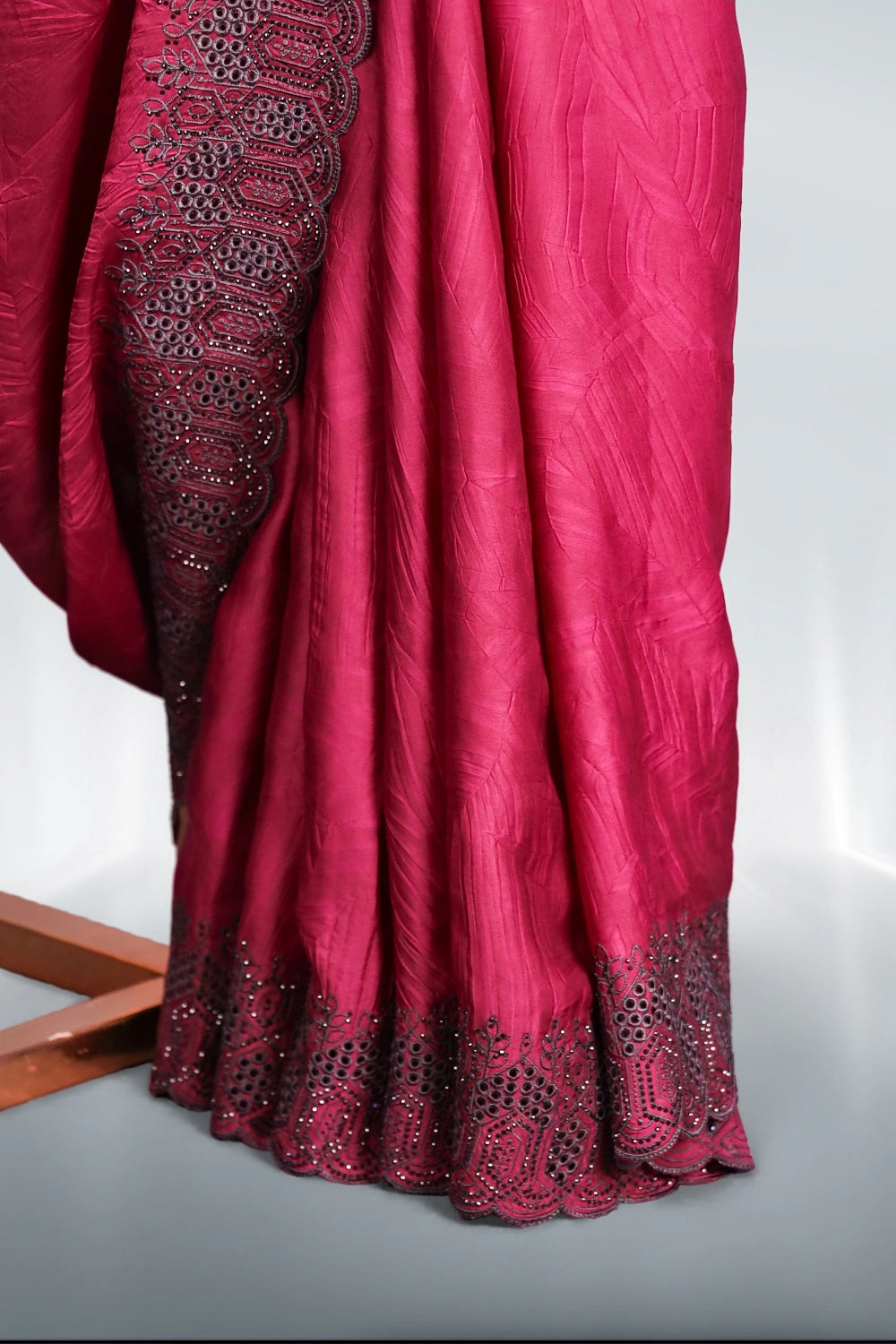 Wine Crepe Saree