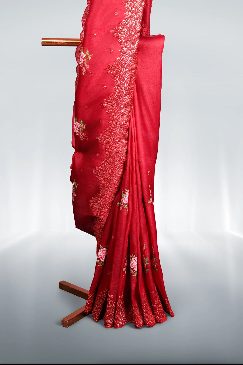 Maroon Tissue Organza Saree