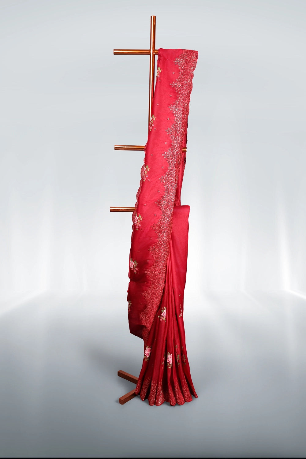 Maroon Tissue Organza Saree