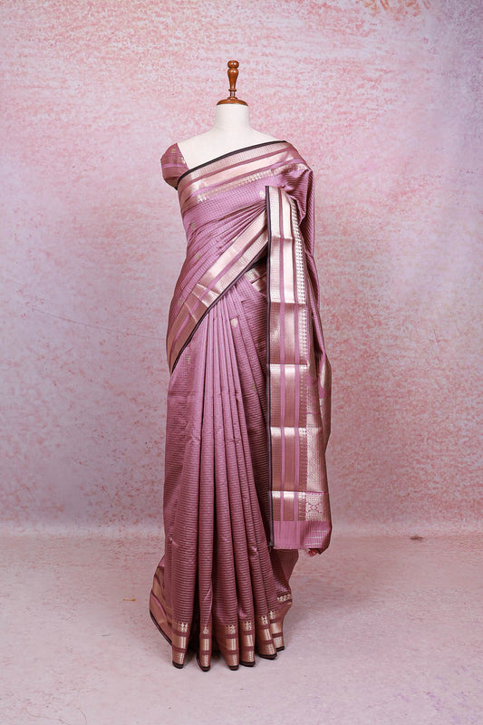 Dusty Lavender Semi Silk Saree