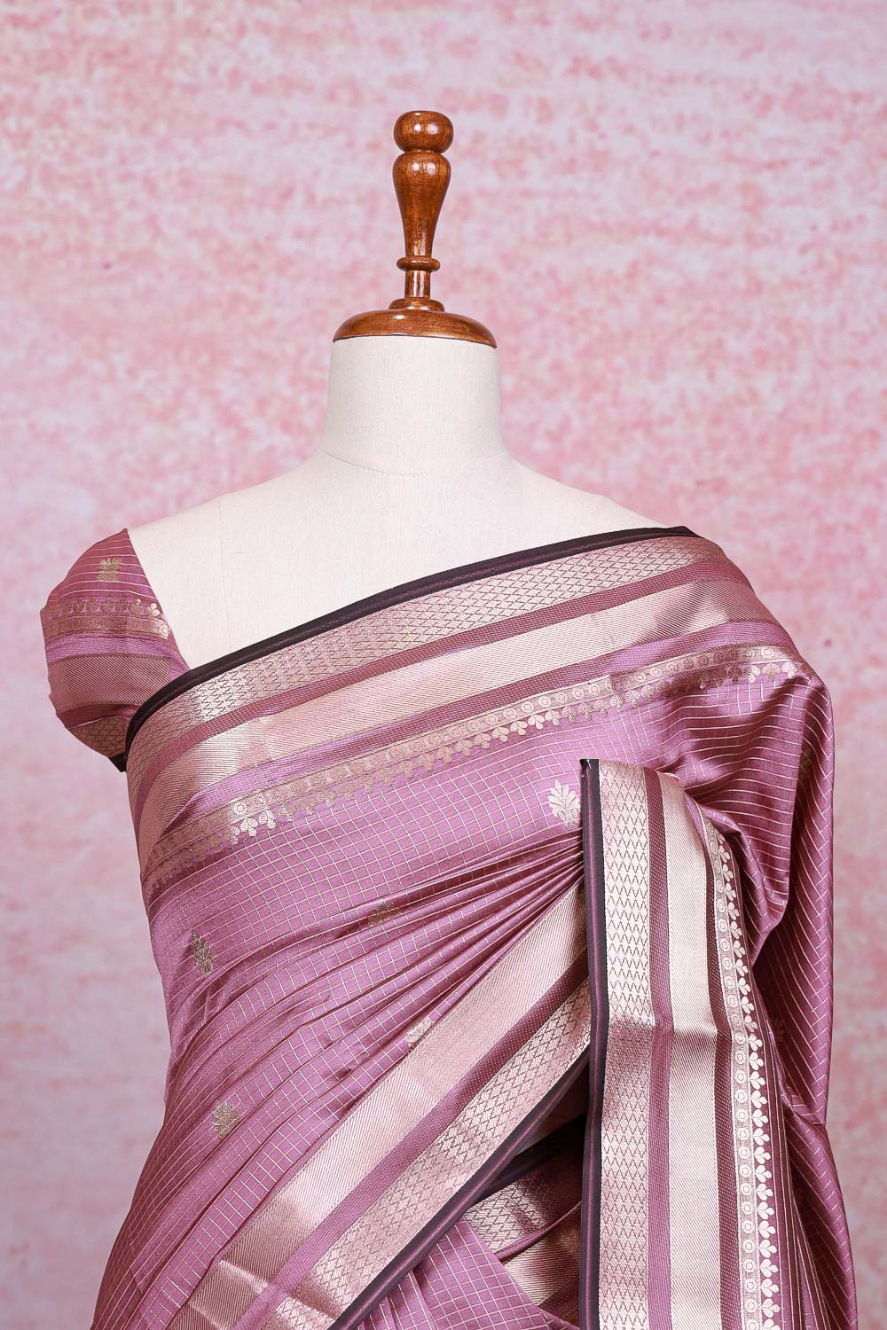 Dusty Lavender Semi Silk Saree