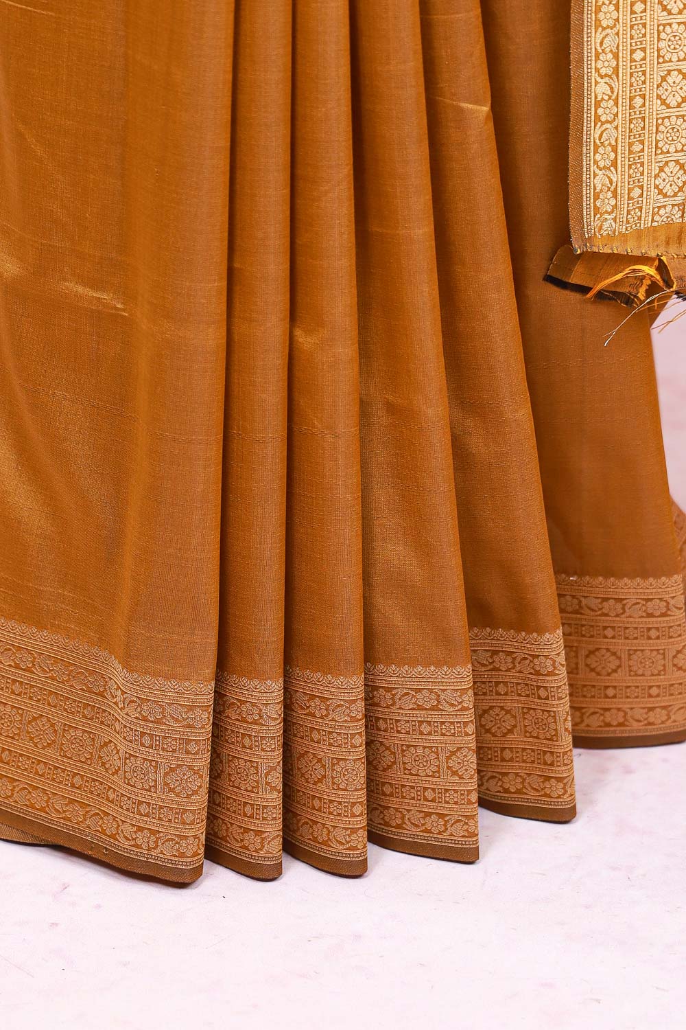 Mustard Yellow Semi Silk Saree - Seematti