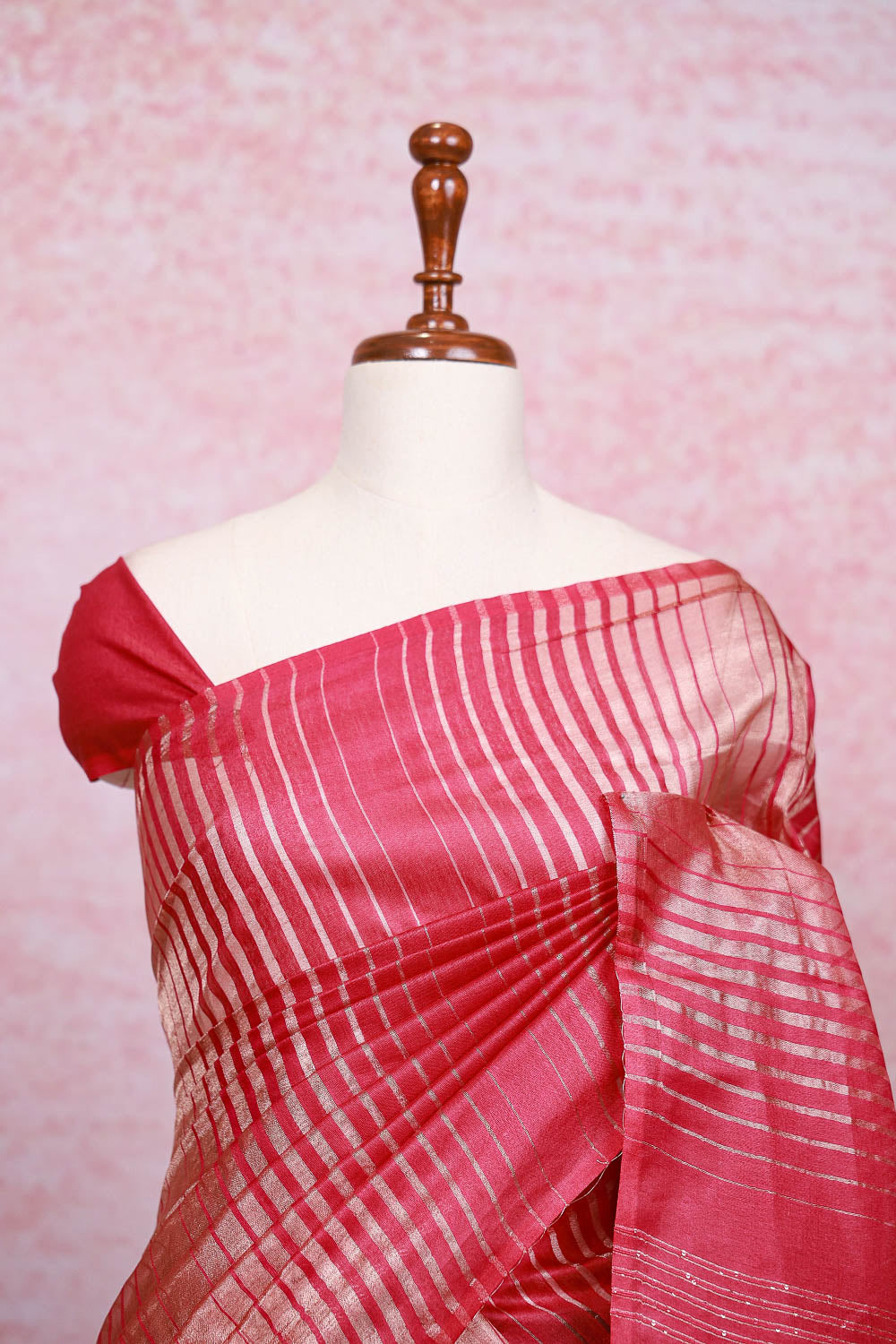 Onion Red Semi Tussar Saree