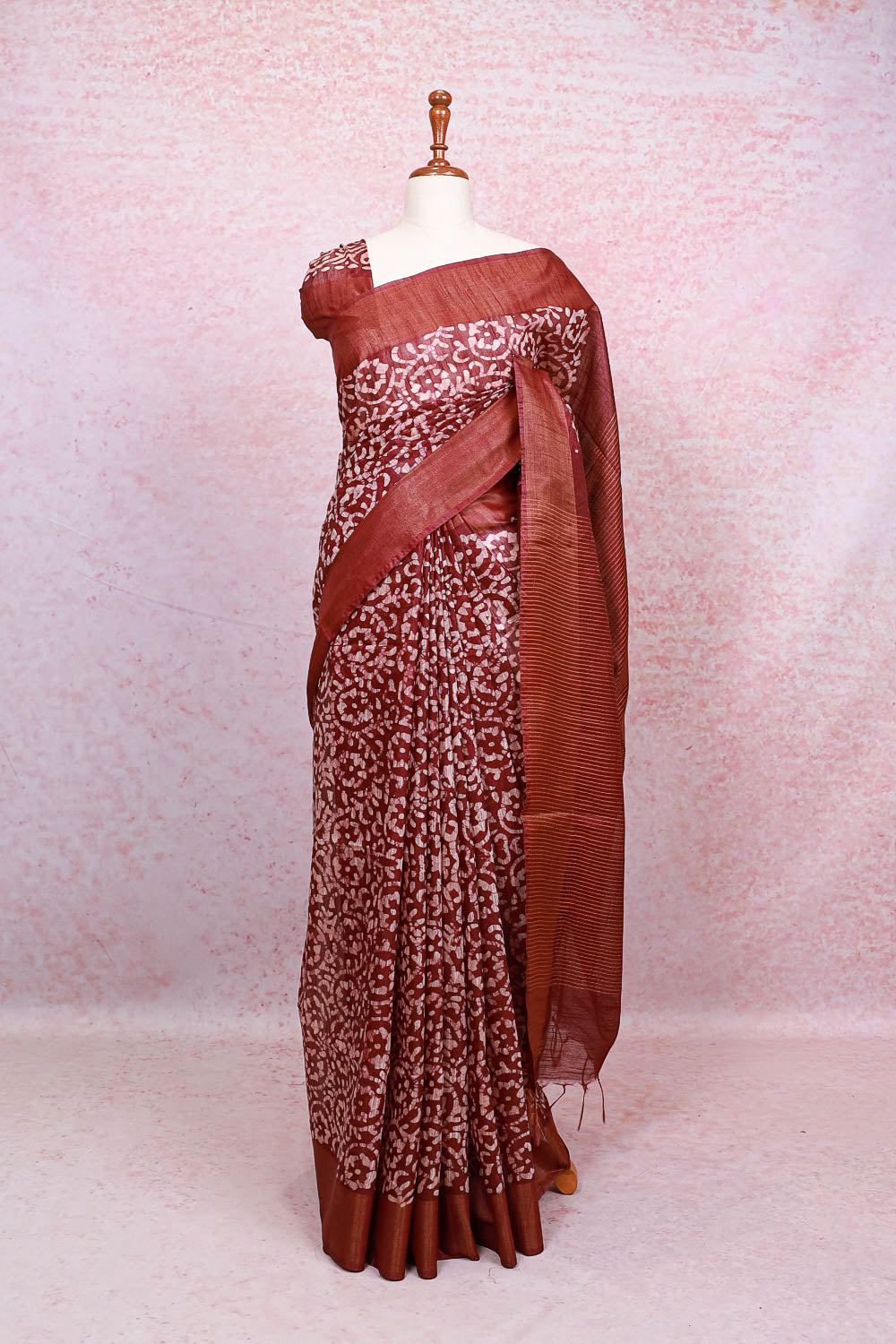 Maroon Semi Tussar Saree - Seematti