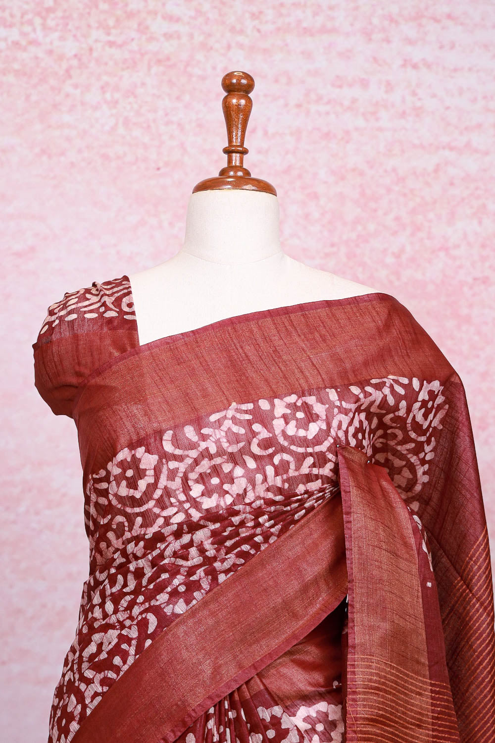 Maroon Semi Tussar Saree - Seematti