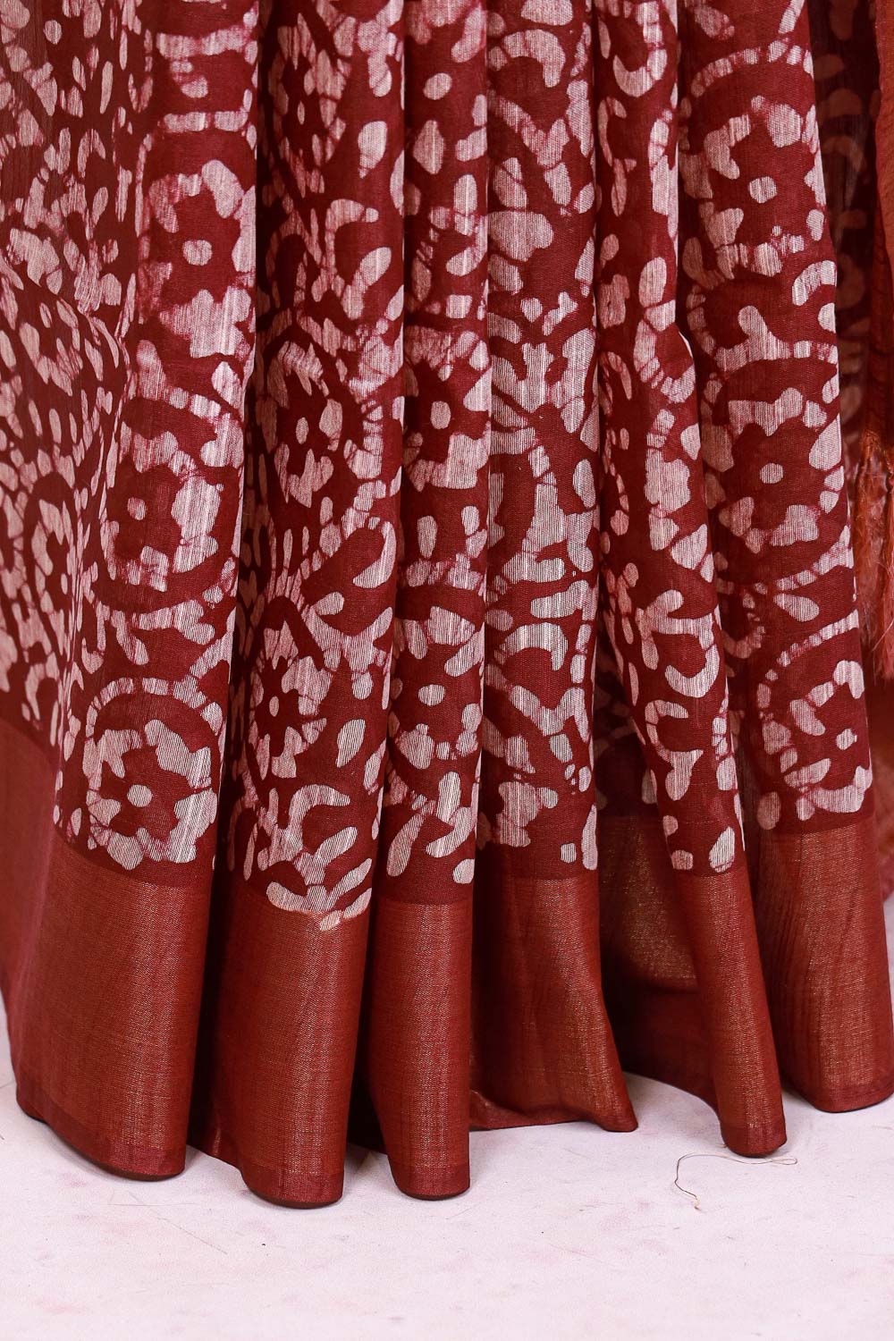 Maroon Semi Tussar Saree - Seematti