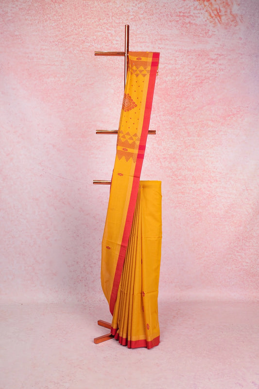 Yellow Soft Cotton Saree