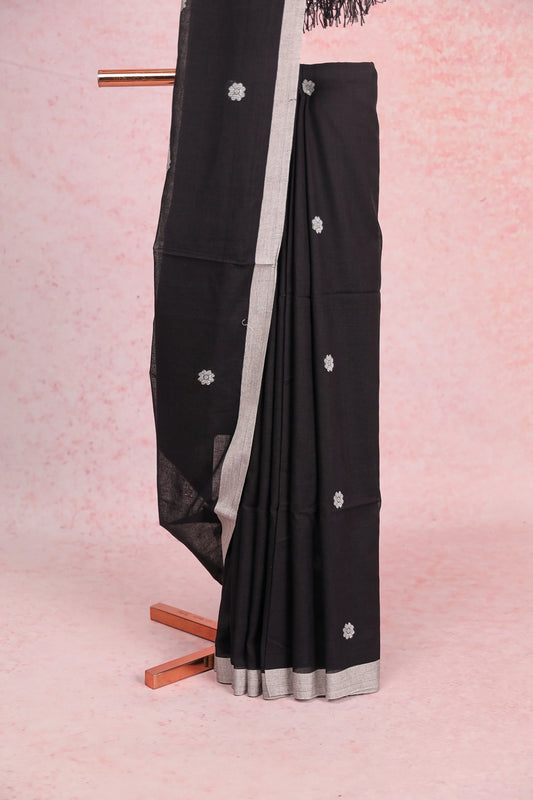 Black Soft Cotton Saree