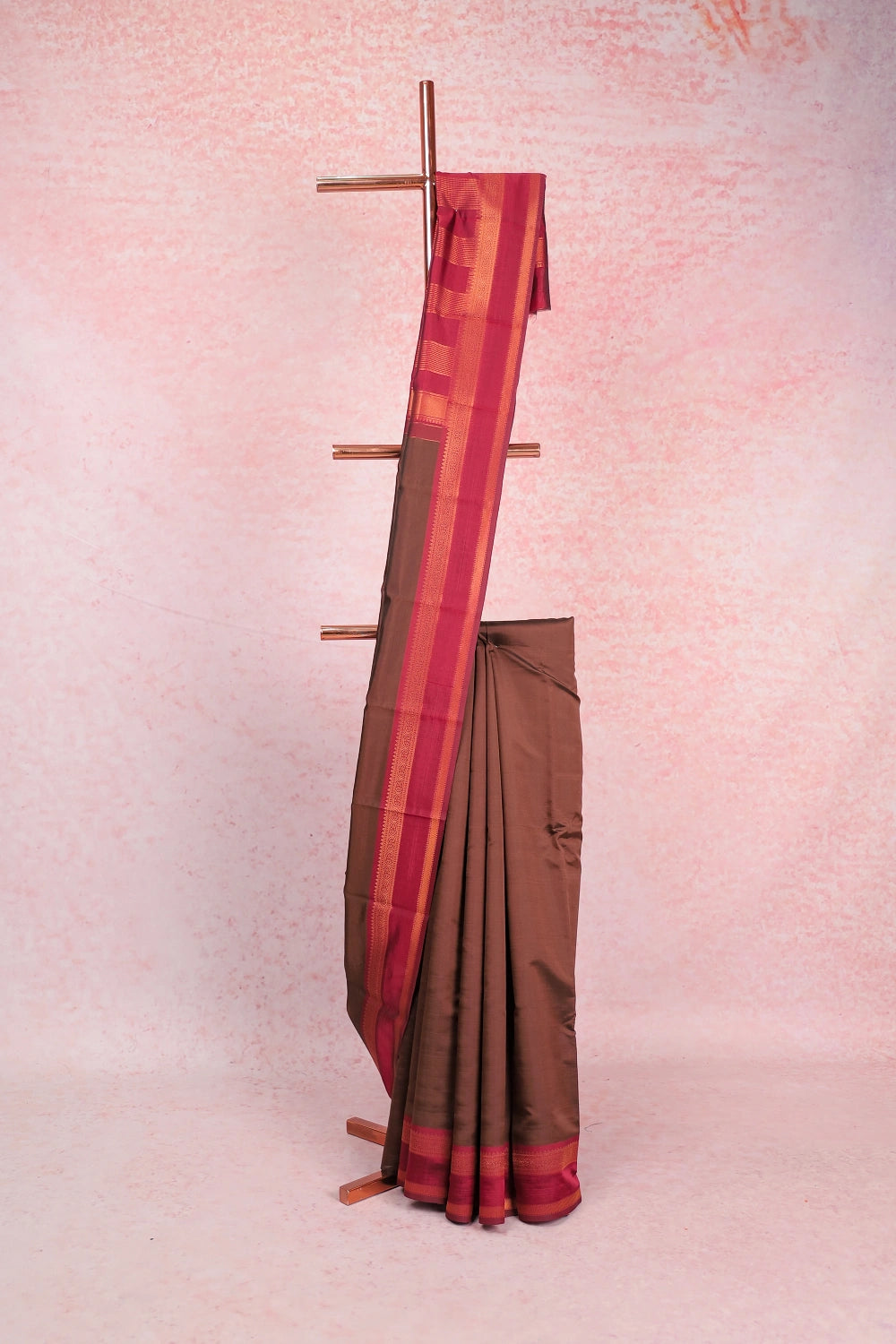 Coffee Brown Semi Silk Saree