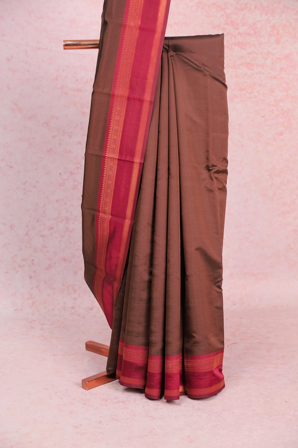 Coffee Brown Semi Silk Saree