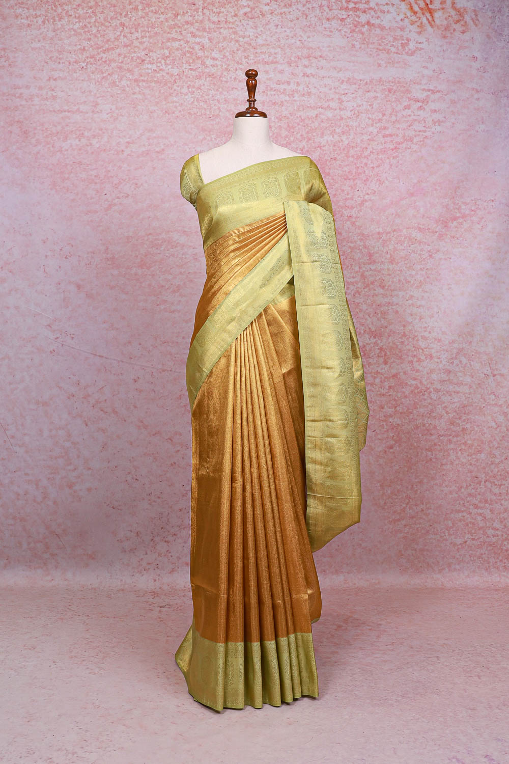 Golden Yellow Semi Tissue Saree - Seematti