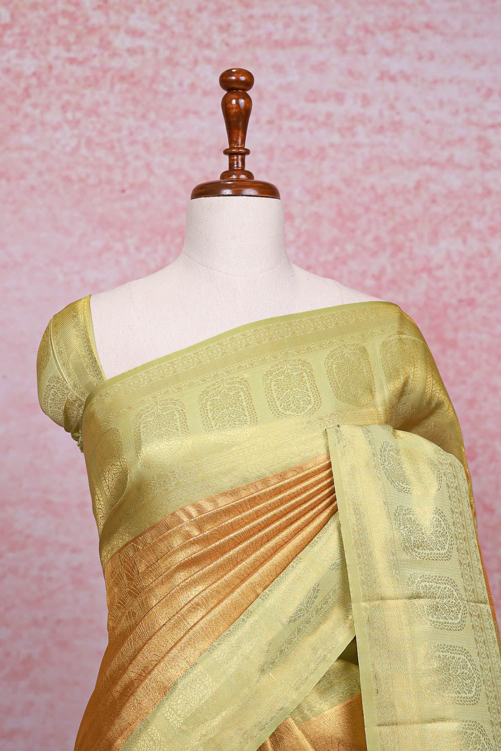 Golden Yellow Semi Tissue Saree - Seematti