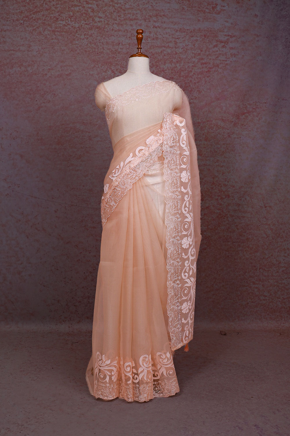Peach Semi Organza Saree - Seematti
