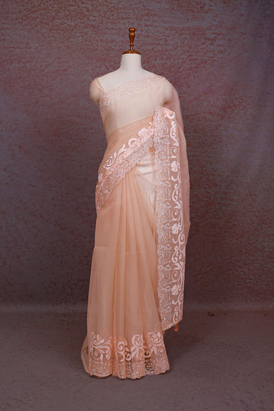 Peach Semi Organza Saree - Seematti
