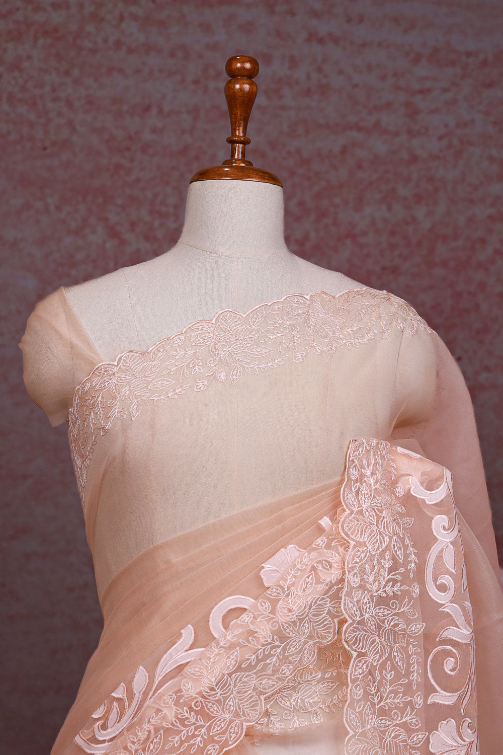 Peach Semi Organza Saree - Seematti