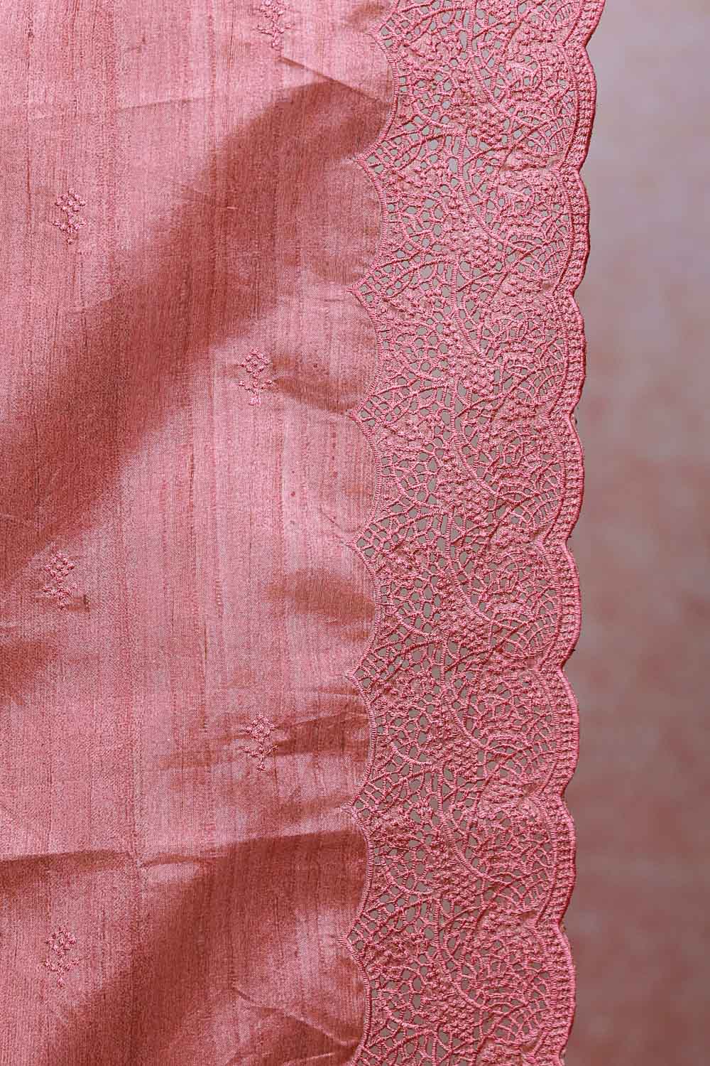 Dusty Rose Pink Semi Tussar Saree - Seematti