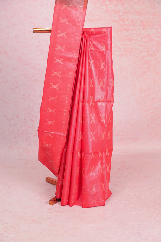 Bright Red Cotton Silk Saree