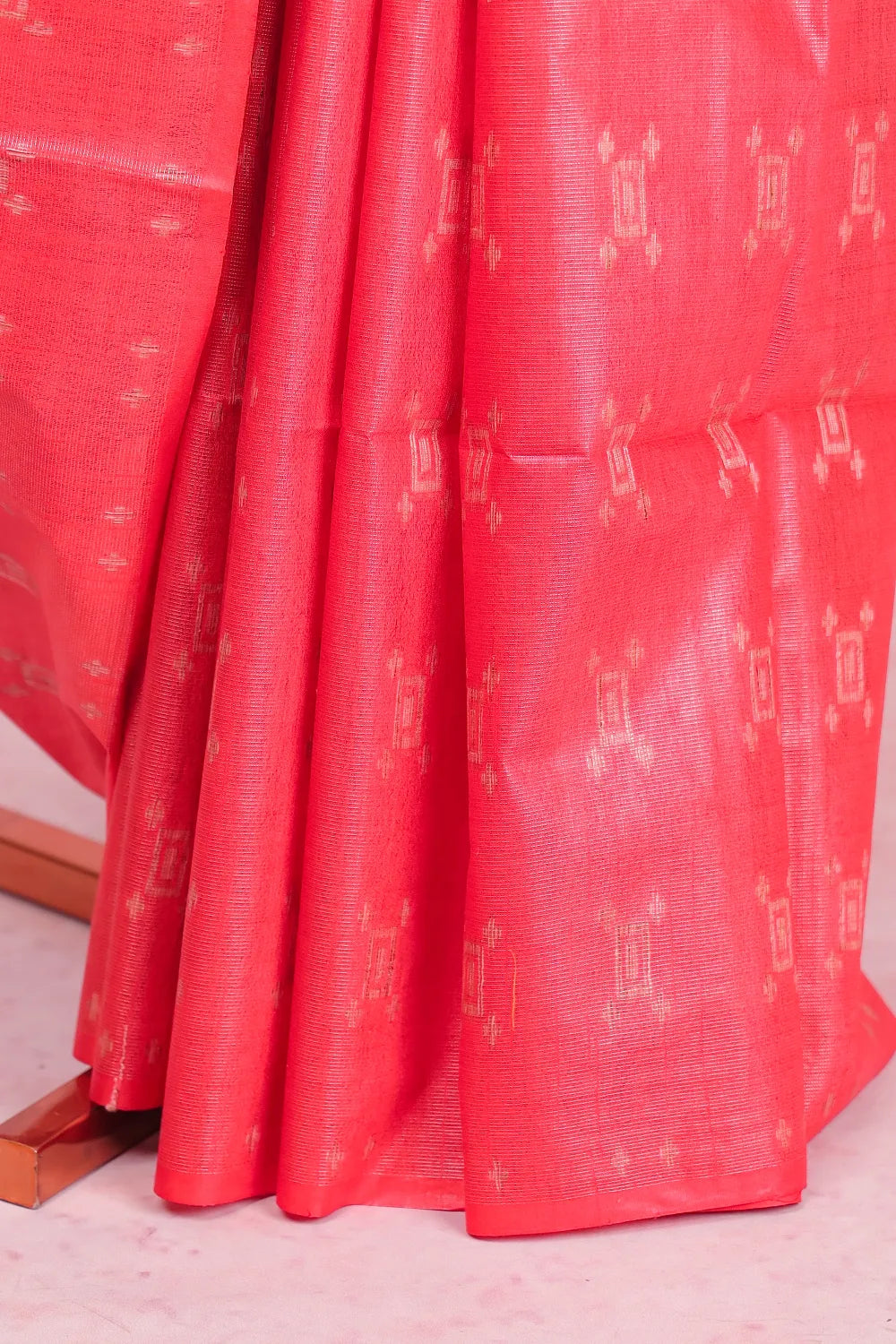 Bright Red Cotton Silk Saree