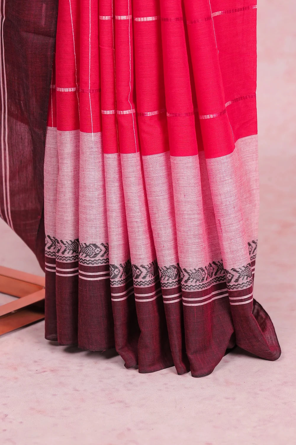 Reddish Pink Cotton Saree