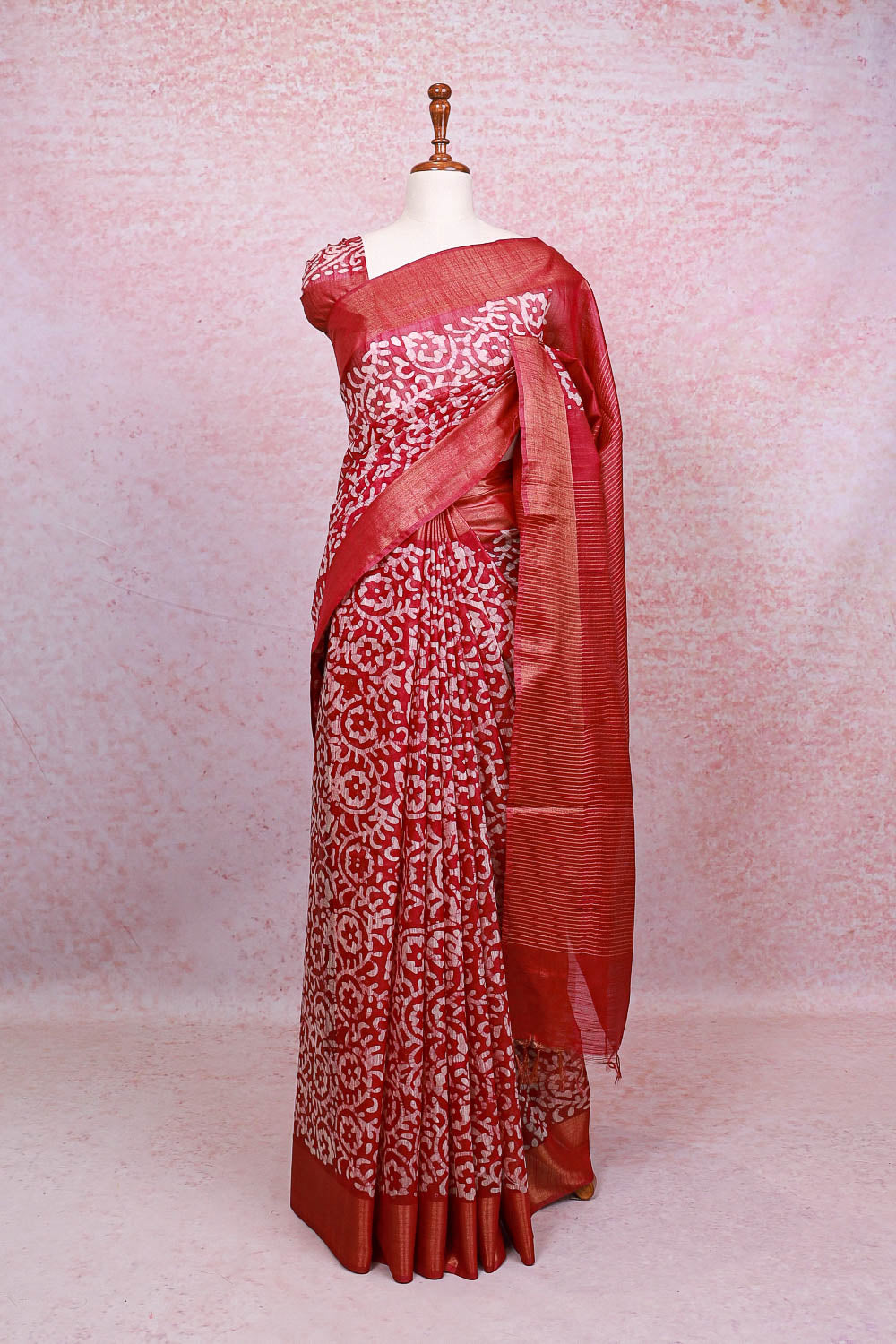 Wine  Semi Tussar Saree - Seematti