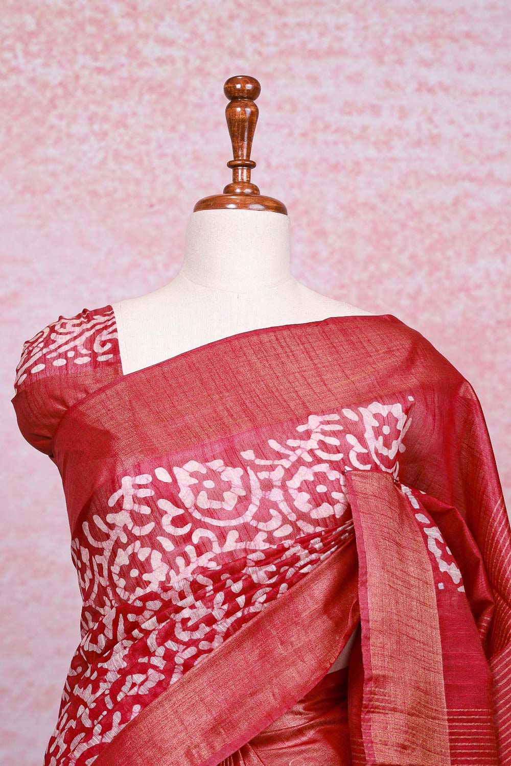 Wine  Semi Tussar Saree - Seematti