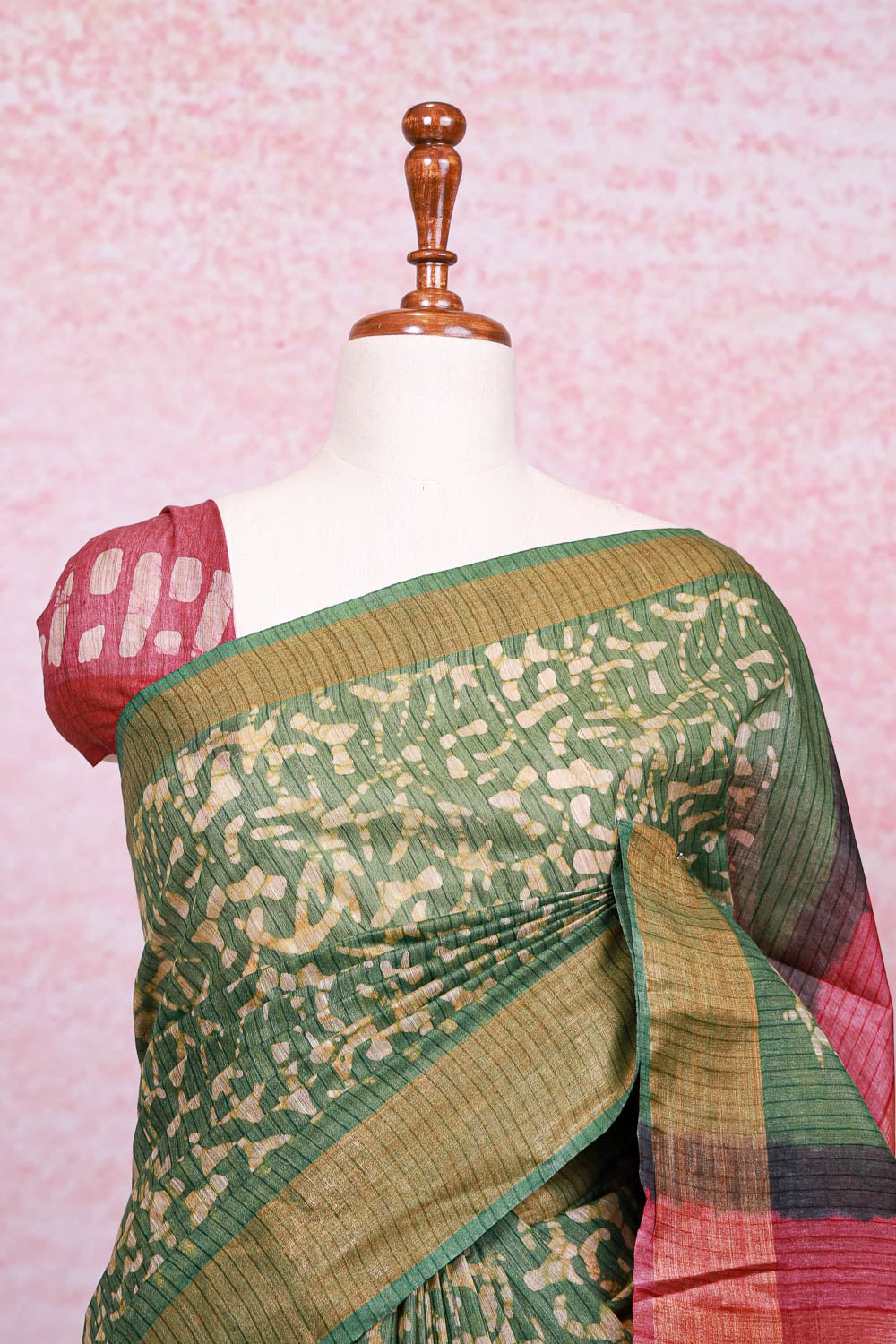 Green Cotton Saree - Seematti