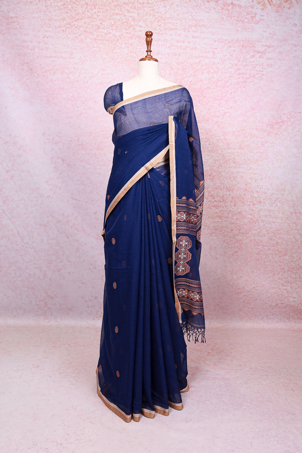Navy Blue Cotton Saree