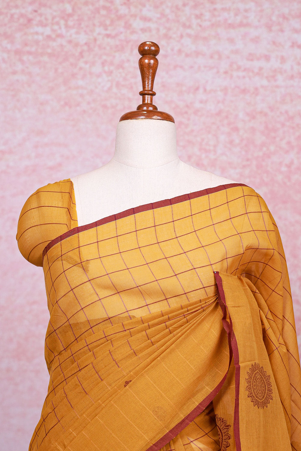 Mustard Yellow Cotton Saree - Seematti
