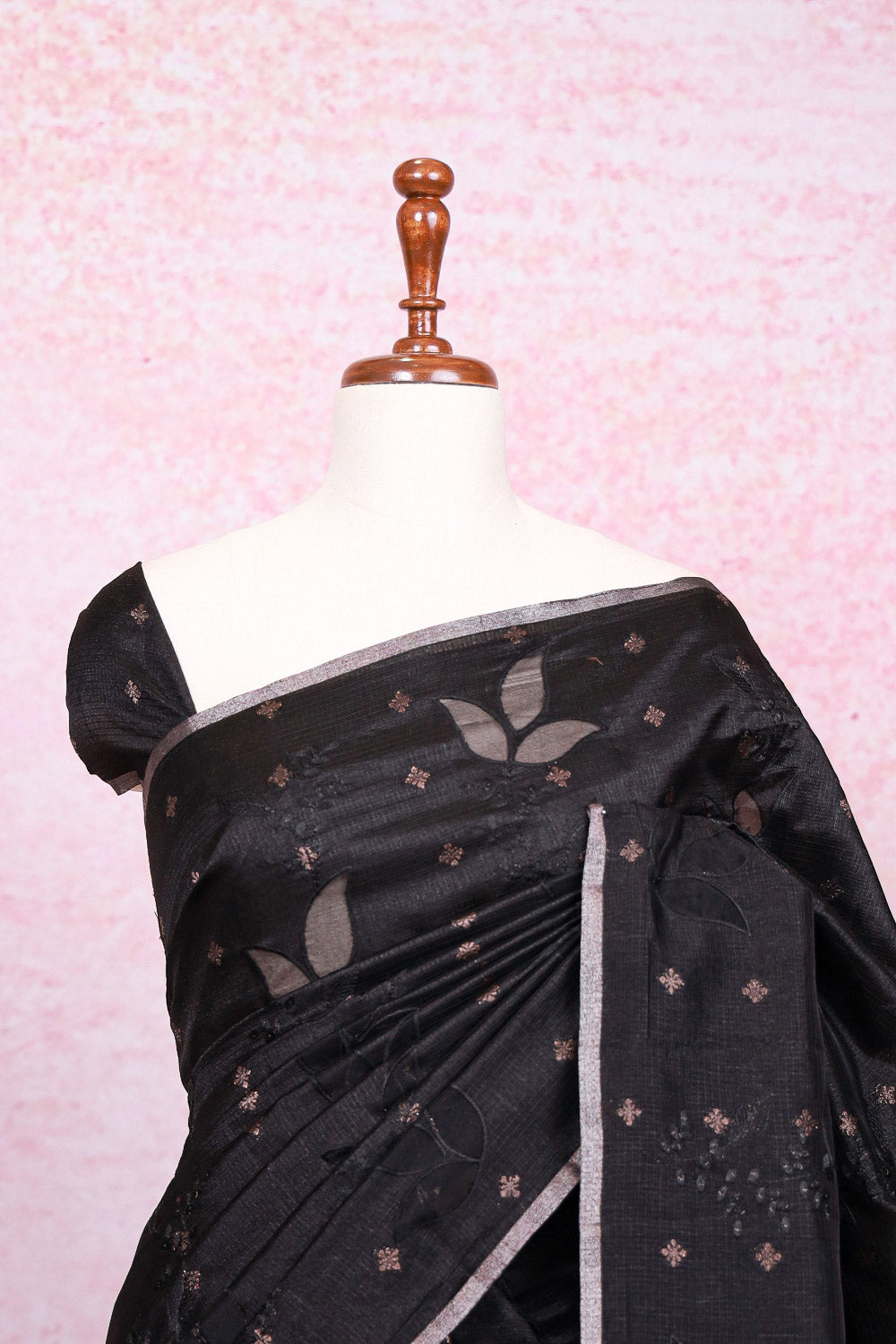 Black Semi Tussar Saree - Seematti
