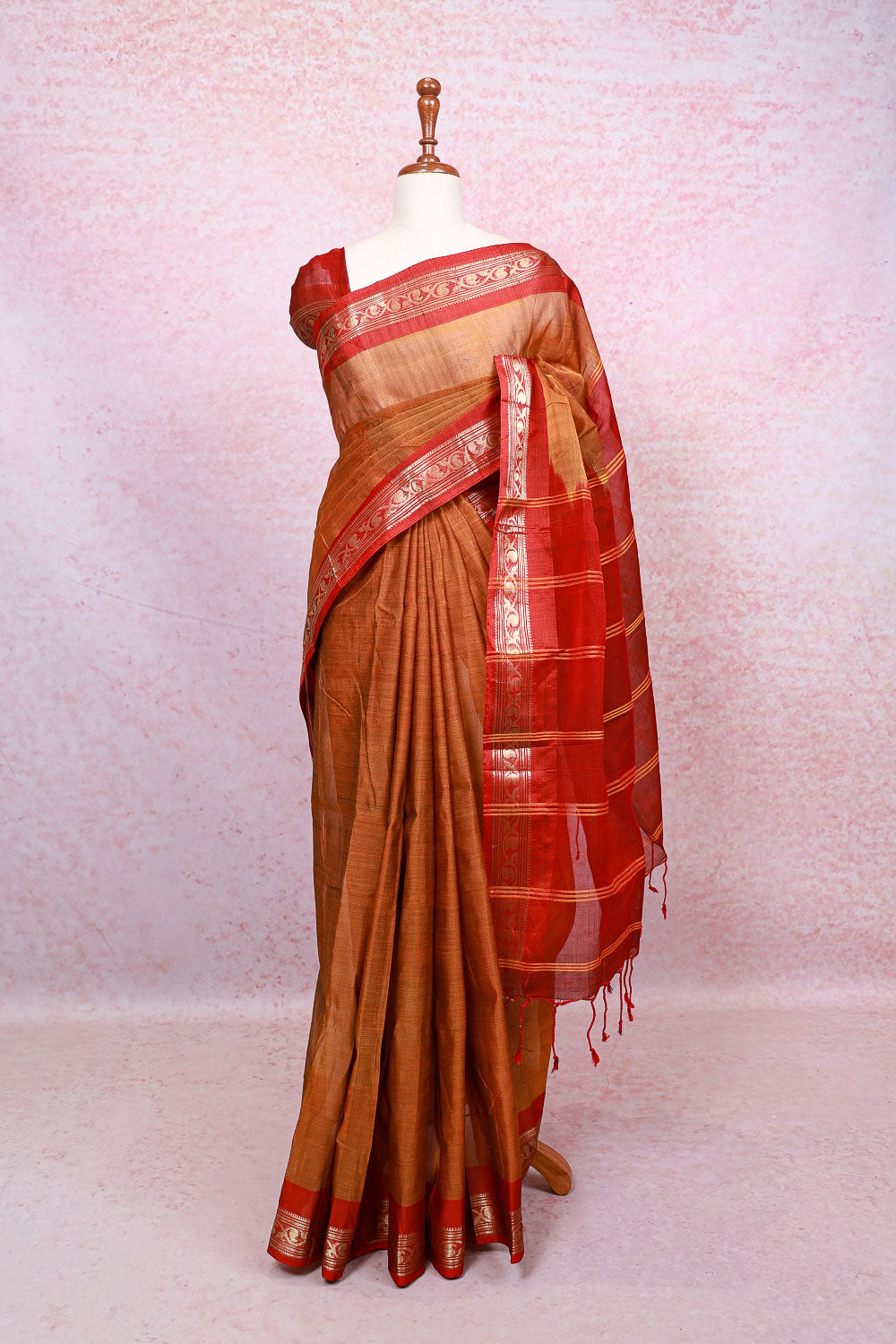 Brick Orange Cotton Saree