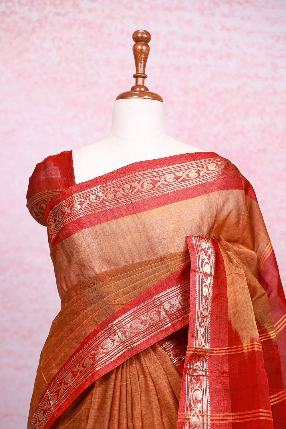 Brick Orange Cotton Saree