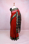 Reddish Maroon Cotton Saree