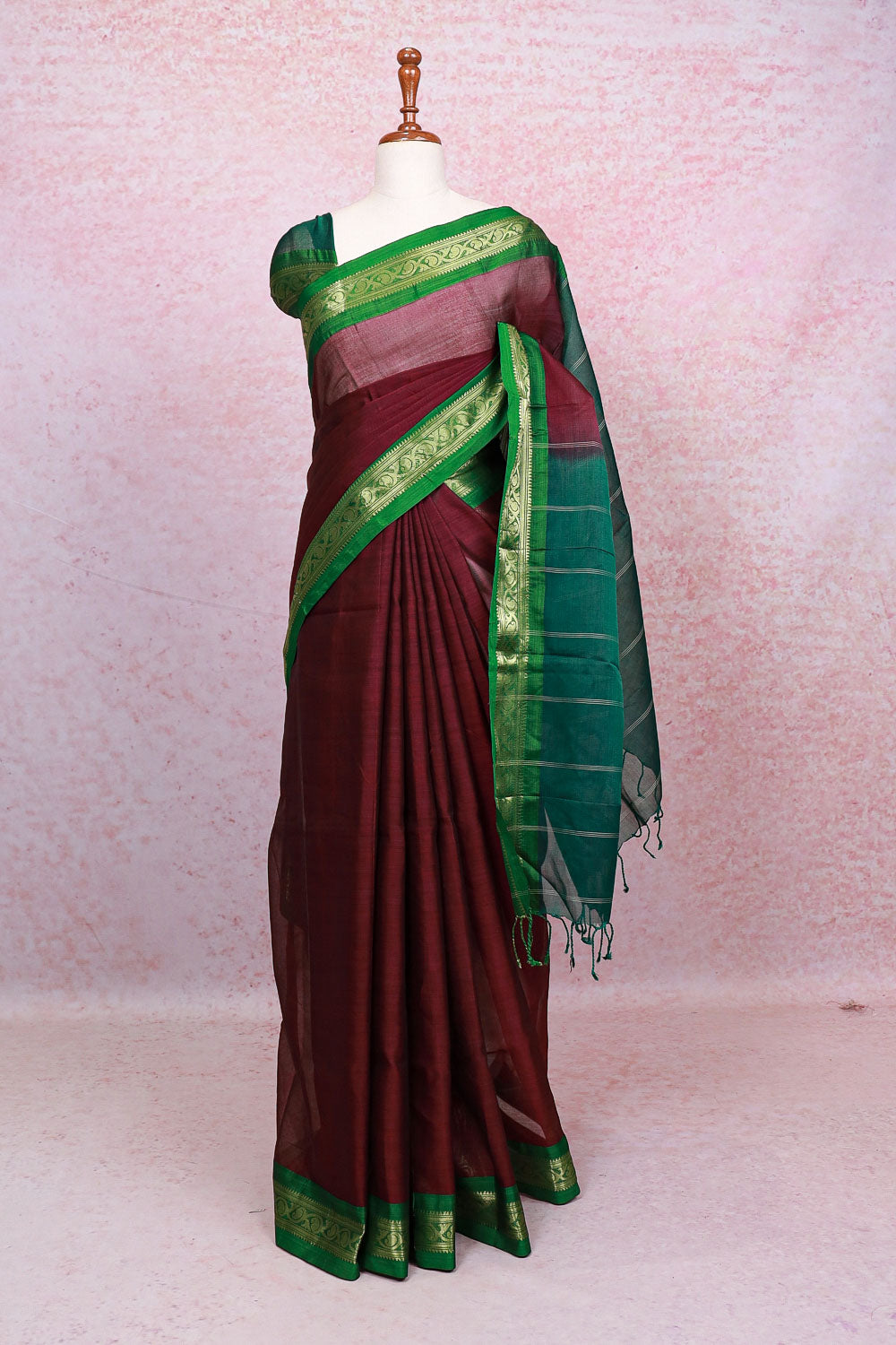 Grape Wine Color Cotton Silk Saree