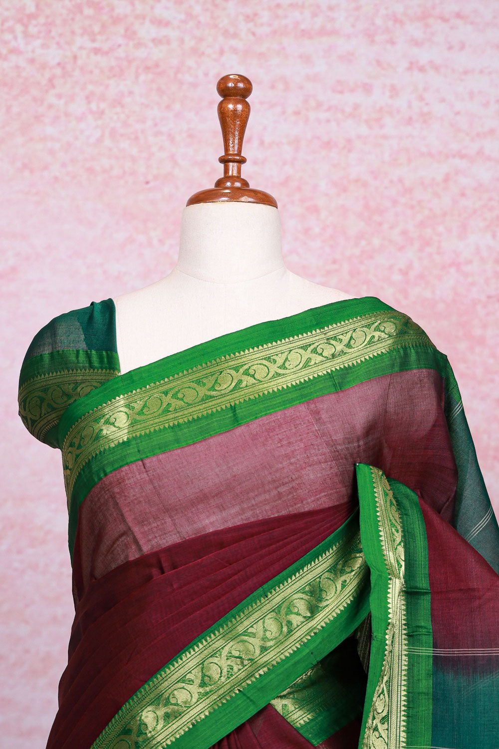 Grape Wine Color Cotton Silk Saree