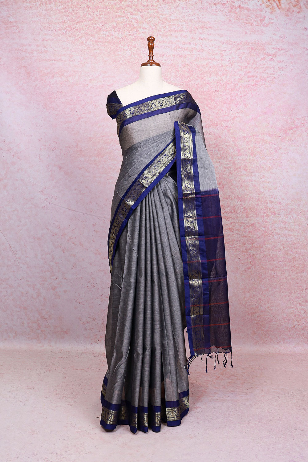 Ash Cotton Saree