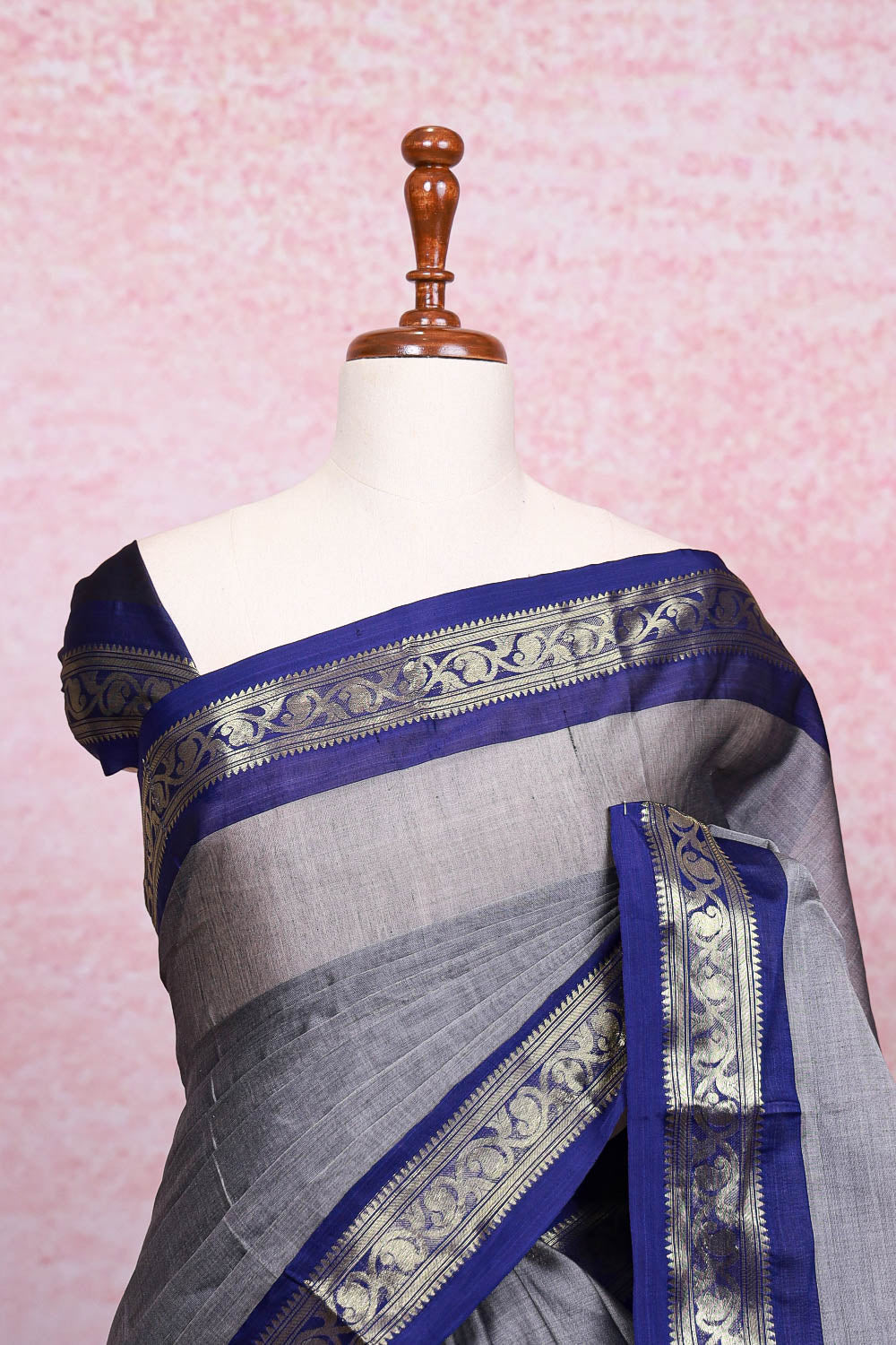 Ash Cotton Saree