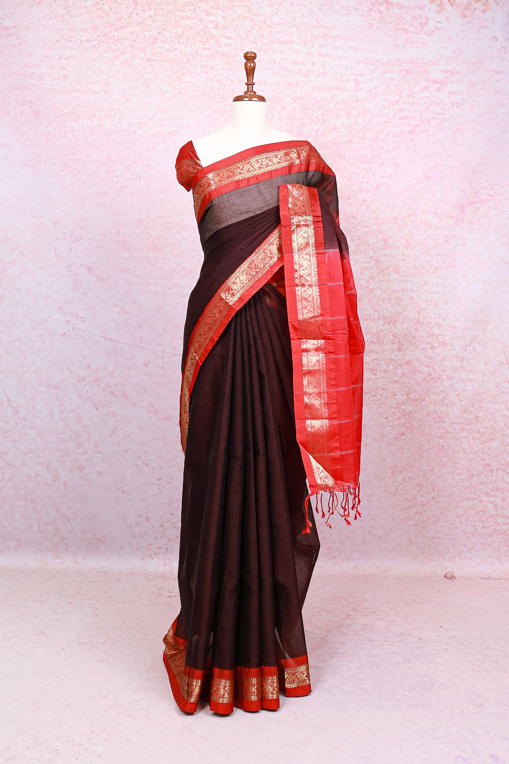 Brown Cotton Saree