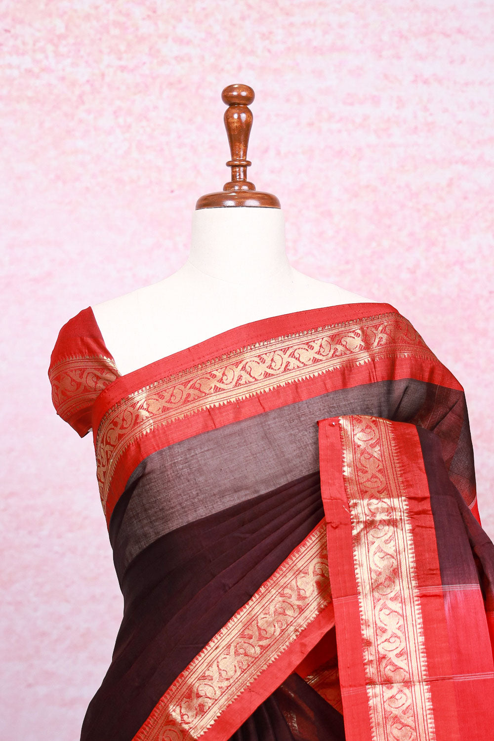 Brown Cotton Saree