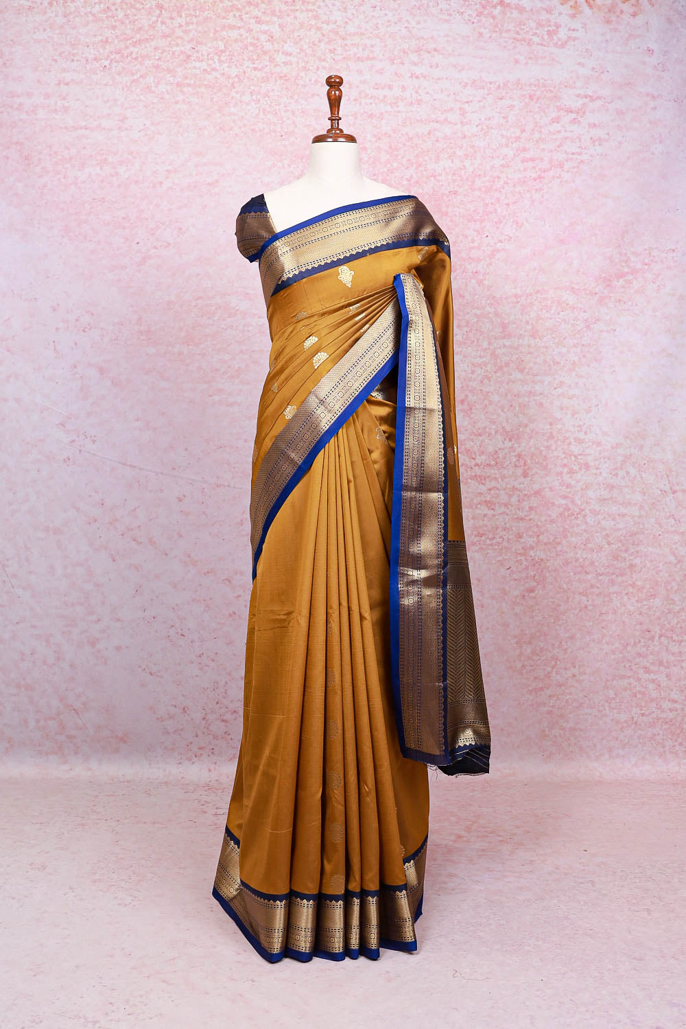 Mustard Yellow Semi Silk Saree