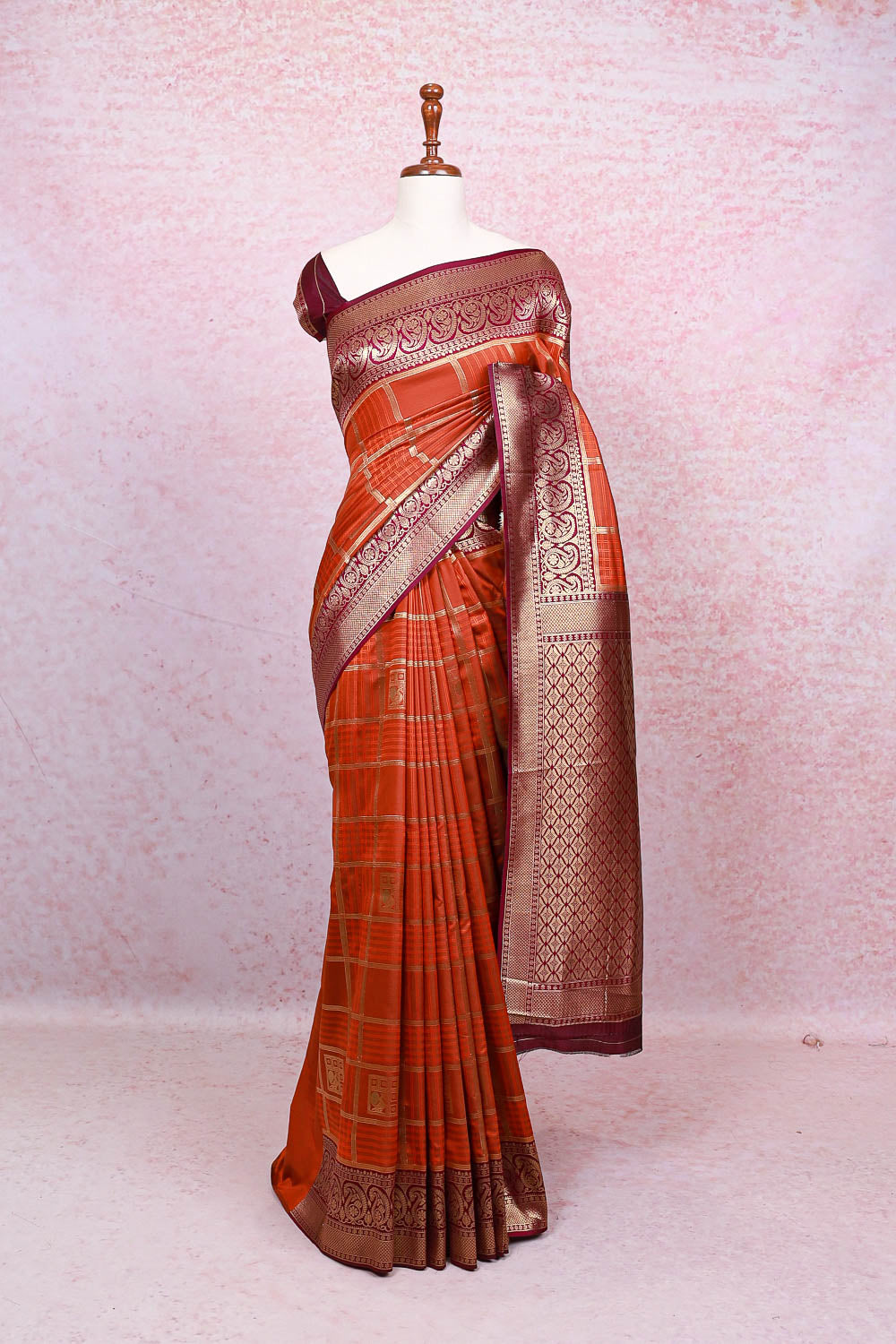 Orange Semi Silk Saree