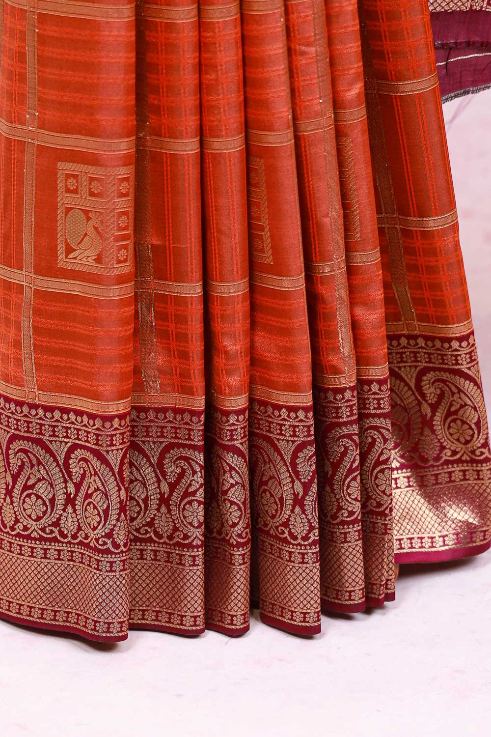 Orange Semi Silk Saree