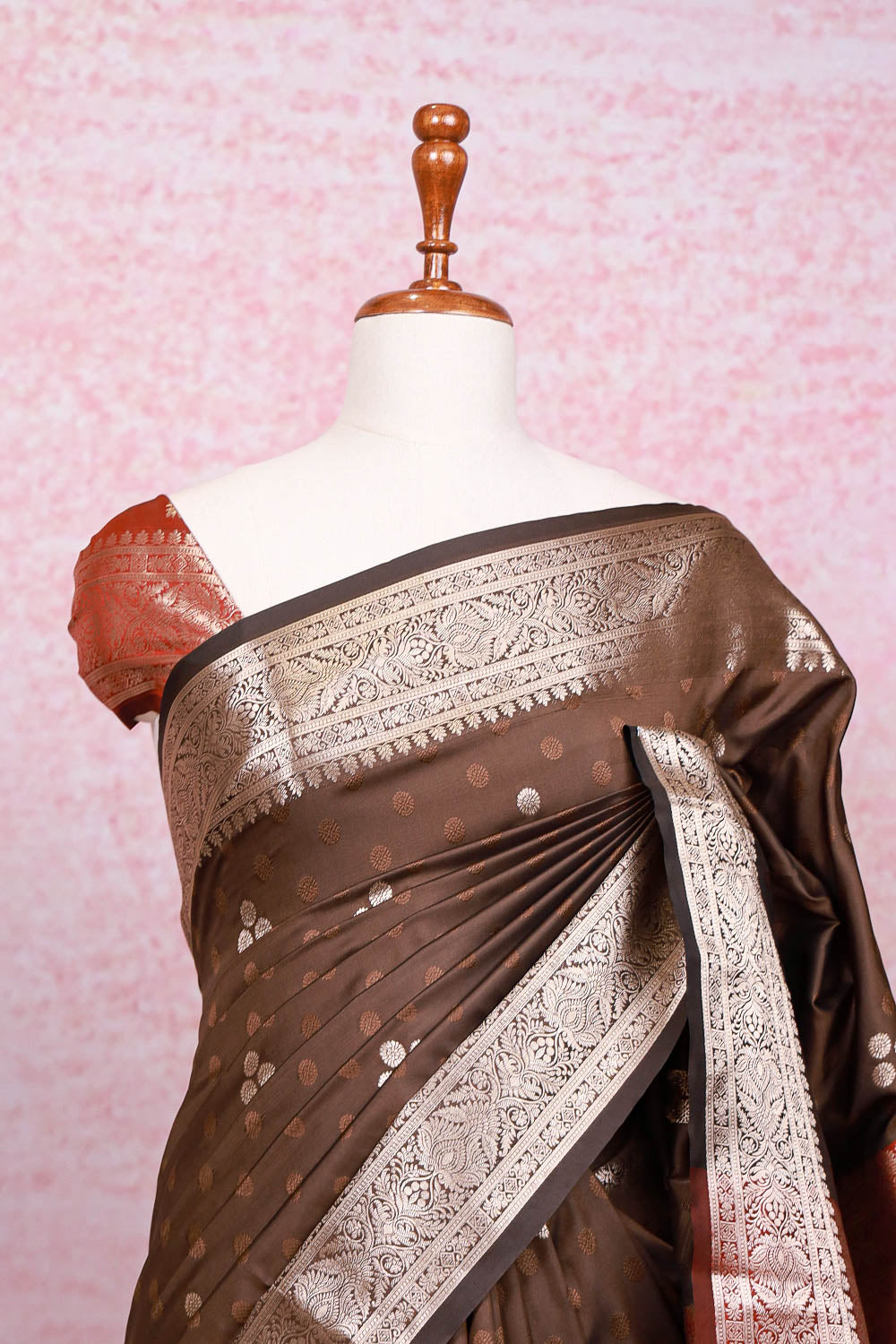 Coffee Brown Semi Silk Saree