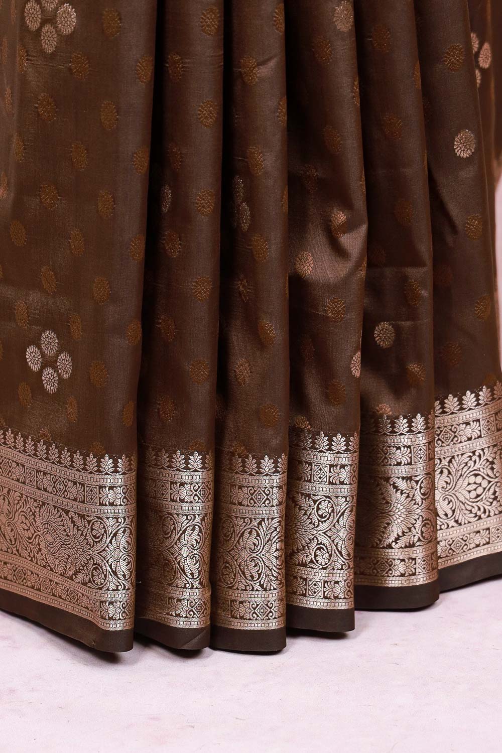Coffee Brown Semi Silk Saree