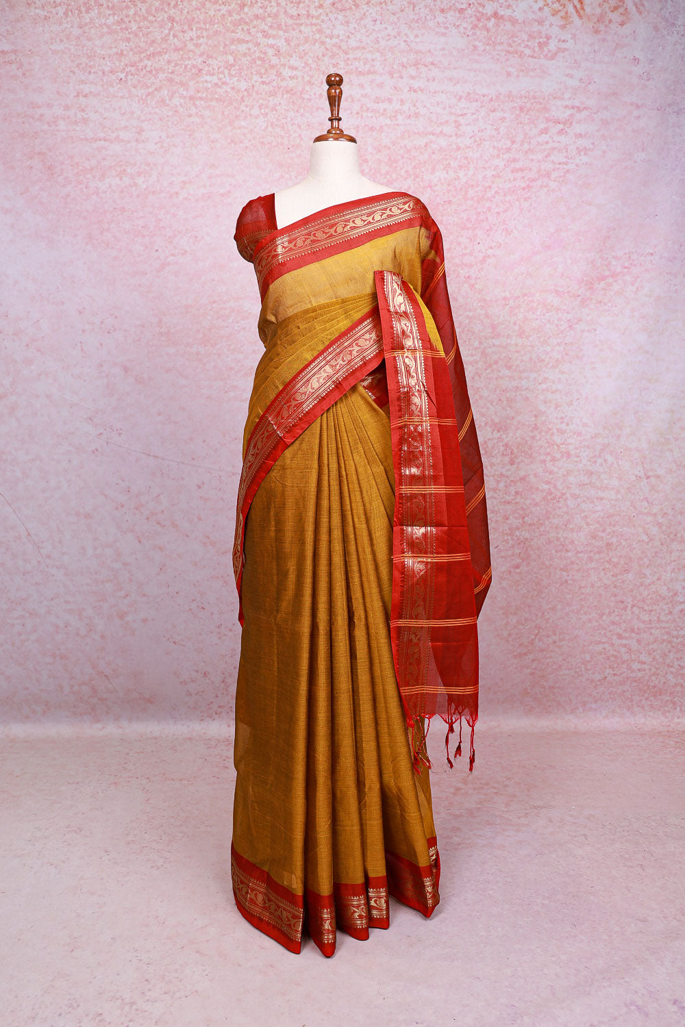 Mustard Yellow Cotton Saree