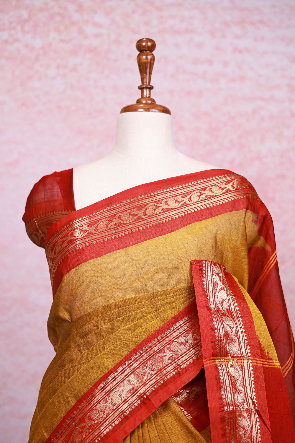 Mustard Yellow Cotton Saree