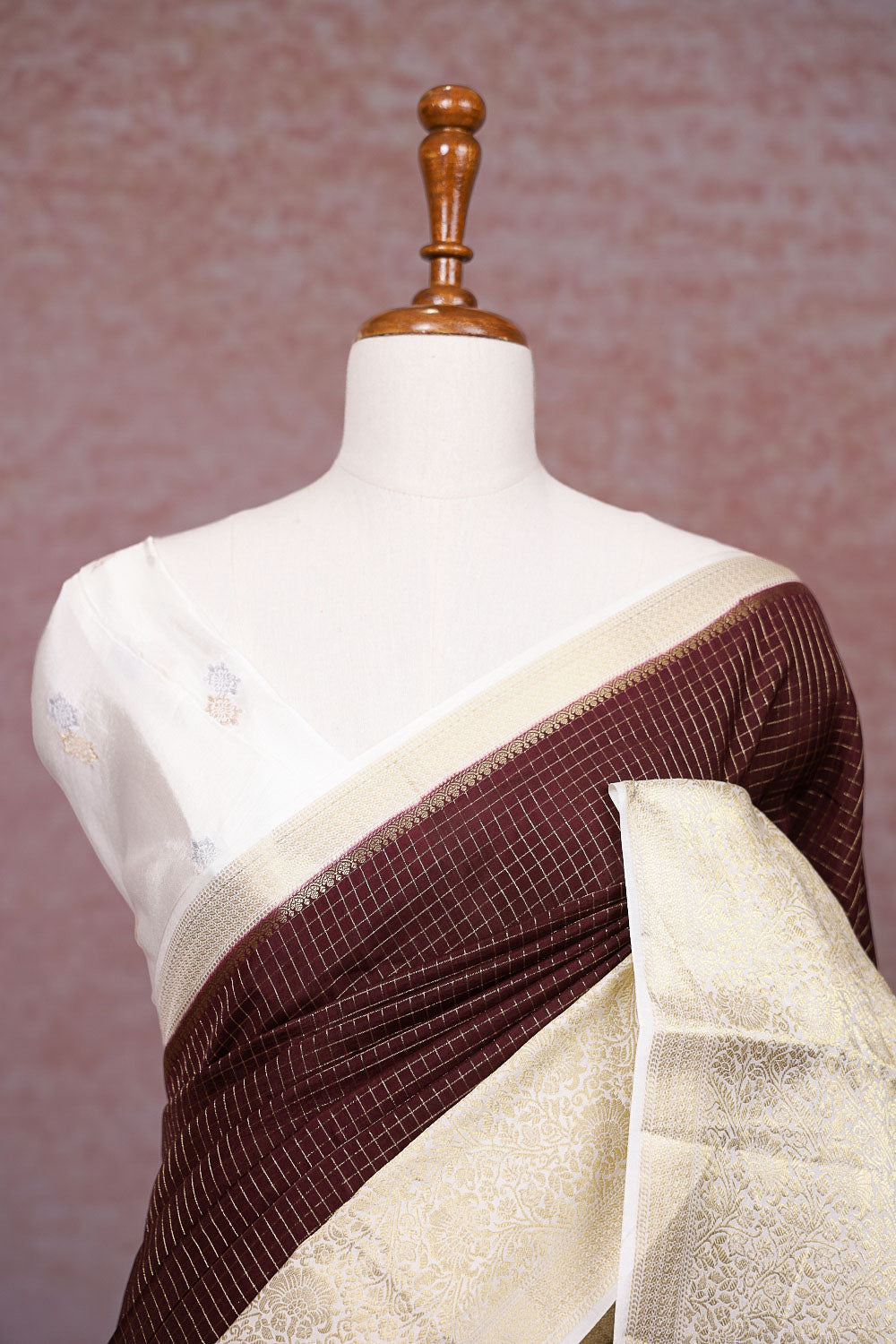Brown Semi Banarasi Saree