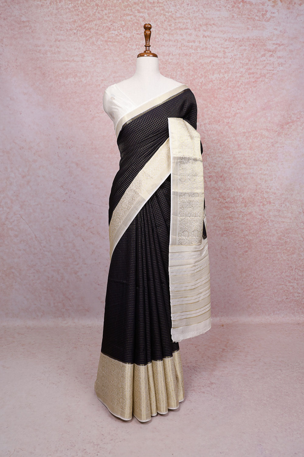 Black Semi Banarasi Saree
