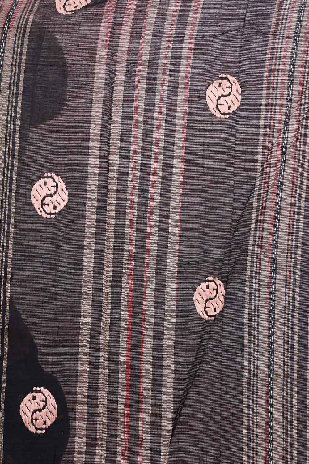 Black Cotton Saree - Seematti