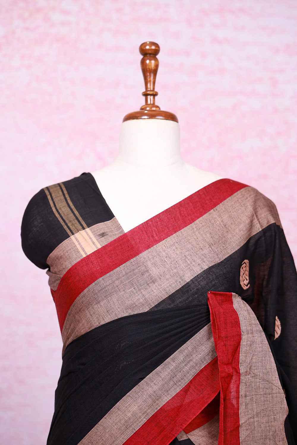Black Cotton Saree - Seematti