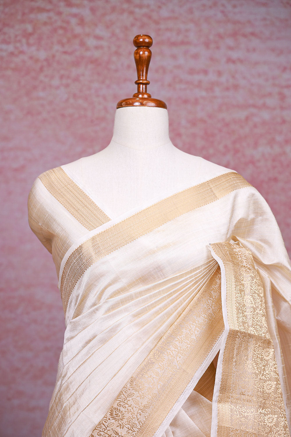 Cream Semi Tussar Saree
